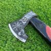 GROOMSMEN GIFT for HIM Forged Viking Axe Throwing Custom Handmade Carbon Steel Beautiful Engraved Handle Handmade Leather Sheath - Image 6