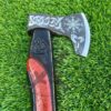 GROOMSMEN GIFT for HIM Forged Viking Axe Throwing Custom Handmade Carbon Steel Beautiful Engraved Handle Handmade Leather Sheath - Image 4