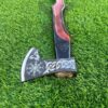GROOMSMEN GIFT for HIM Forged Viking Axe Throwing Custom Handmade Carbon Steel Beautiful Engraved Handle Handmade Leather Sheath - Image 2