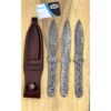 Handmade Damascus Throwing knives set of 3 Pieces 8.5' Well Balanced and beautifully covered with original Leather, Gift for him, Hunting